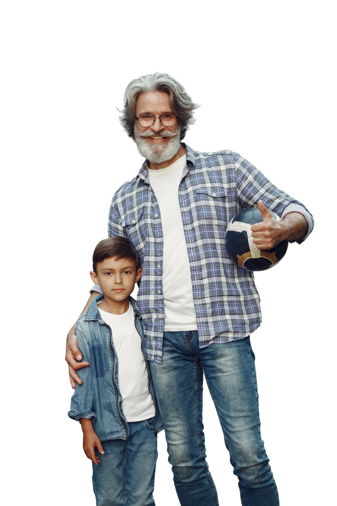 Erectile Dysfunction 14 boy grandfather are walking park old man playing with grandson family playing with ball