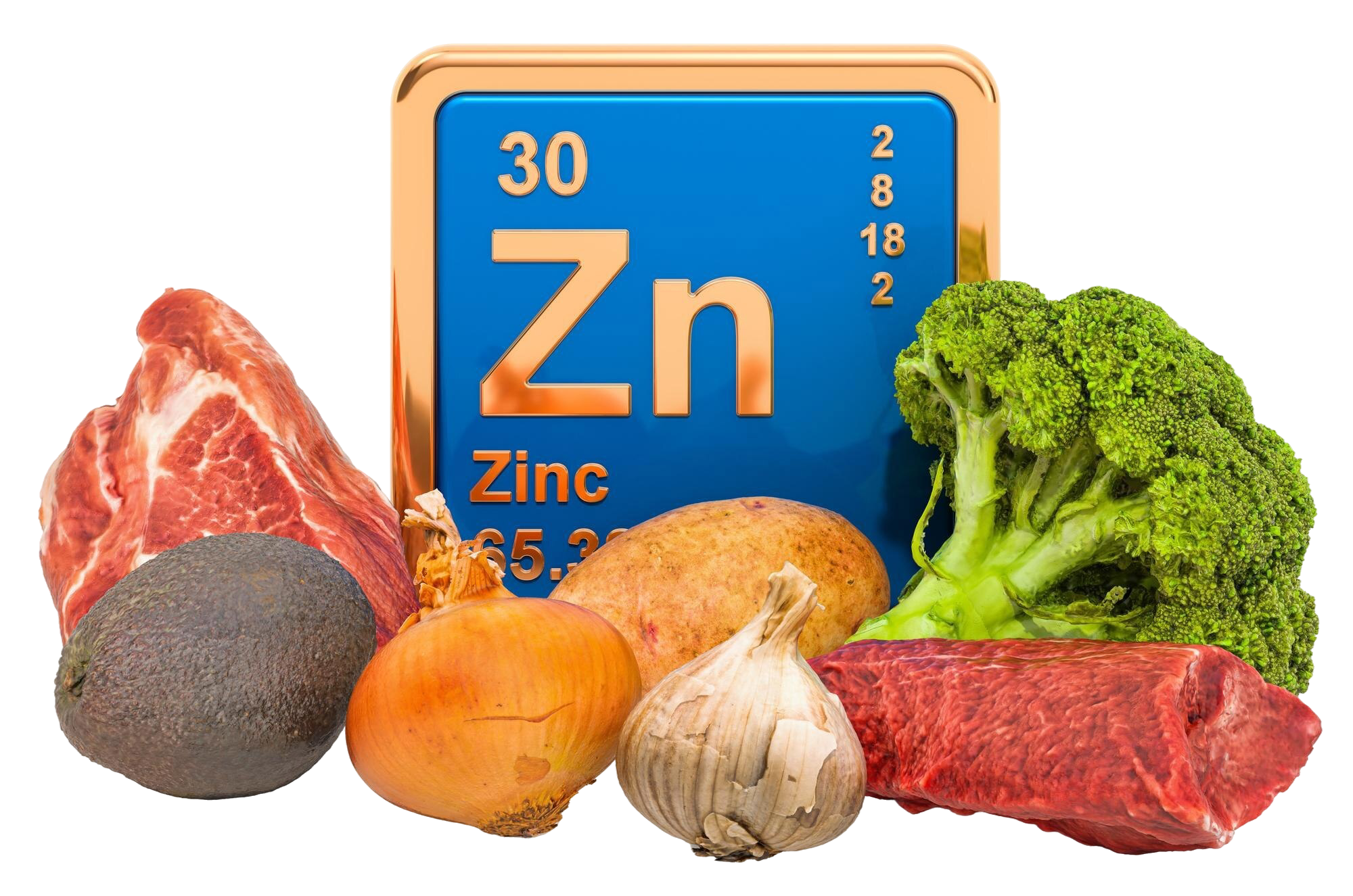 Depression 5 foods highest zinc 3d rendering