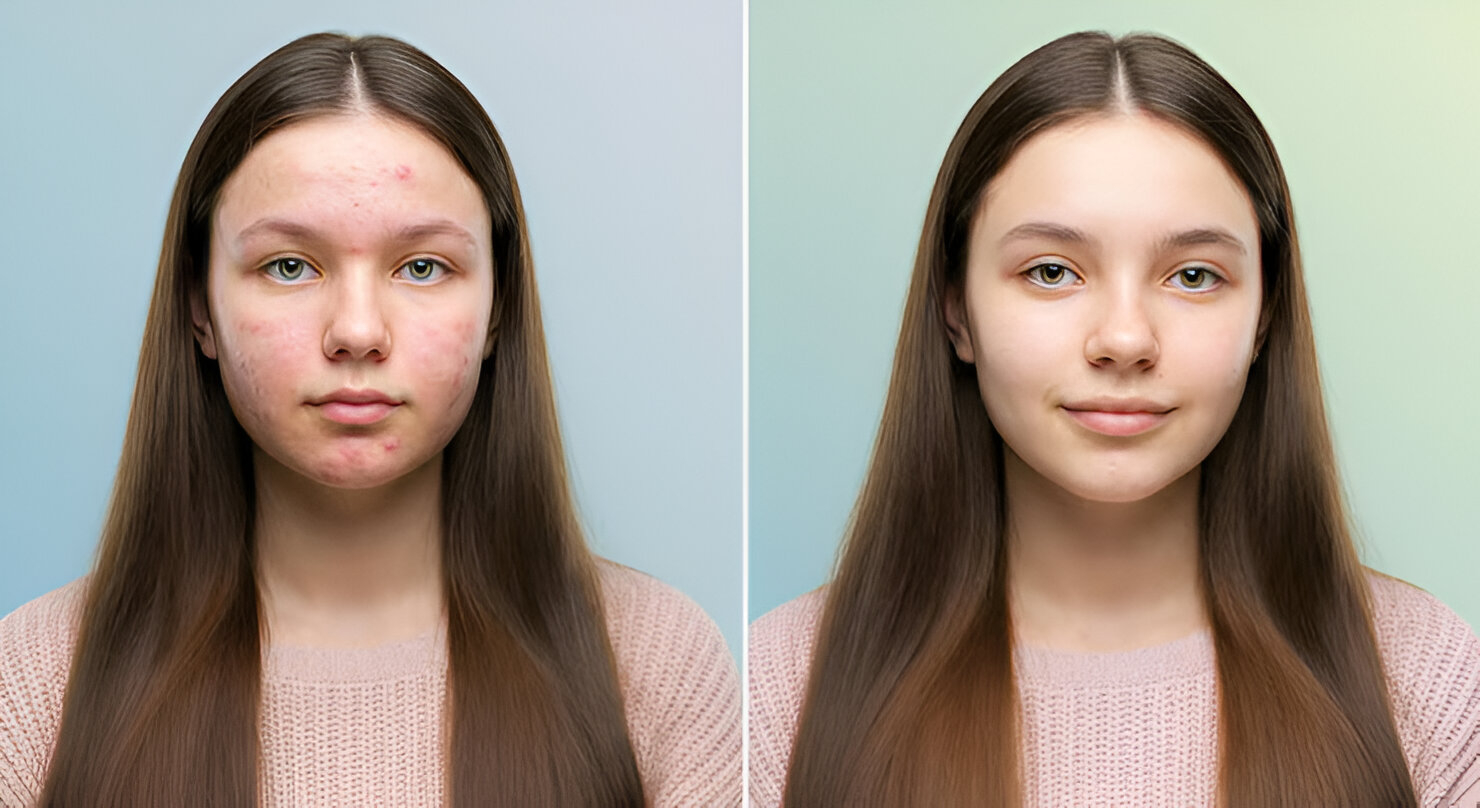 skincare transformation caucasian teen female before after comparison 91645 15951 1